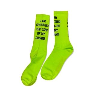 TALL NEON GREEN ATHLETIC SOCKS UNISEX SIZE 7-12